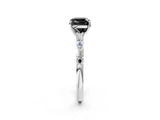 White gold Fancy Black Cushion Cut Diamond Solitaire with Side Baguettes and Channel Set Band_2