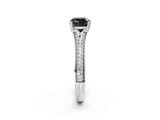 White gold Fancy Black Cushion Cut Diamond Split Shank Engagement Ring with Pavé Band_2