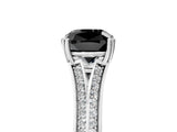 White gold Fancy Black Cushion Cut Diamond Split Shank Engagement Ring with Pavé Band_5