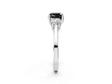White gold Fancy Black Cushion Cut Diamond Three-Stone Engagement Ring with Prong Setting and Pavé Band_14