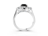 White gold Fancy Black Cushion Cut Diamond Three-Stone Engagement Ring with Prong Setting and Pavé Band_15