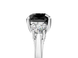 White gold Fancy Black Cushion Cut Diamond Three-Stone Engagement Ring with Prong Setting and Pavé Band_17