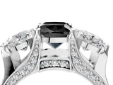 White gold Fancy Black Cushion Cut Diamond Three-Stone Ring with Channel Set Band and Four-Prong Setting_28