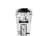 White gold Fancy Black Cushion Cut Diamond Three-Stone Ring with Channel Set Band and Four-Prong Setting_29