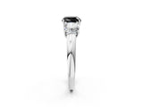 White gold Fancy Black Cushion Cut Diamond Three-Stone Ring with Four-Prong Setting and Classic Band_2