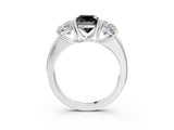 White gold Fancy Black Cushion Cut Diamond Three-Stone Ring with Four-Prong Setting and Classic Band_3