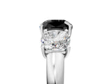 White gold Fancy Black Cushion Cut Diamond Three-Stone Ring with Four-Prong Setting and Classic Band_5