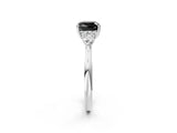 White gold Fancy Black Cushion Cut Diamond Three-Stone Ring with Pear  Side Stones and Prong Setting_62