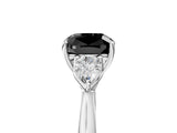 White gold Fancy Black Cushion Cut Diamond Three-Stone Ring with Pear  Side Stones and Prong Setting_65