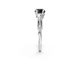 White gold Fancy Black Cushion Cut Diamond Three-Stone Ring with Prong Setting and Pavé Band_2