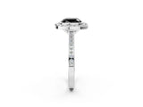 White gold Fancy Black Cushion Cut Halo Bezel Diamond Pave Band Ring_2