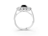 White gold Fancy Black Cushion Cut Halo Cluster Diamond Ring with Pave Band and Four-Prong Setting_15