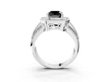 White gold Fancy Black Cushion Cut Halo Diamond Engagement Ring with Pave Split Shank and Four-Prong Setting_15