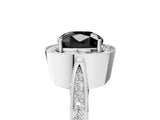 White gold Fancy Black Cushion Cut Halo Diamond Engagement Ring with Split Shank Band and Four-Prong Setting_17