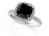 White gold Fancy Black Cushion Cut Halo Diamond Pave Band with Prong Setting_1