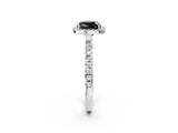 White gold Fancy Black Cushion Cut Halo Diamond Pave Band with Prong Setting_2