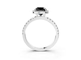 White gold Fancy Black Cushion Cut Halo Diamond Pave Band with Prong Setting_3