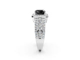 White gold Fancy Black Cushion Cut Halo Diamond Ring with Round  Split Shank and Prong Setting_50