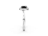 White gold Fancy Black Cushion Cut Halo Diamond Ring with Solitaire Band and Prong Setting_2