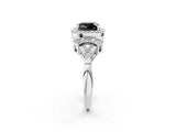 White gold Fancy Black Cushion Cut Halo Diamond Split Shank Engagement Ring with Four-Prong Setting_2