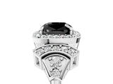 White gold Fancy Black Cushion Cut Halo Diamond Split Shank Engagement Ring with Four-Prong Setting_5