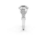 White gold Fancy Black Cushion Cut Halo Diamond Split Shank Pave Ring_2