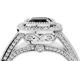 White gold Fancy Black Cushion Cut Halo Diamond Split Shank Pave Ring_4