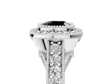 White gold Fancy Black Cushion Cut Halo Diamond Split Shank Pave Ring_5