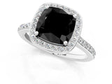 White gold Fancy Black Cushion Cut Halo Round Diamond Pavé Band with Four-Prong Setting_37