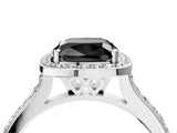 White gold Fancy Black Cushion Cut Halo Round Diamond Pavé Band with Four-Prong Setting_41
