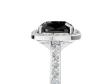 White gold Fancy Black Cushion Cut Halo Round Diamond Pavé Band with Four-Prong Setting_42