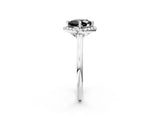 White gold Fancy Black Cushion Cut Halo Round Diamond Solitaire Engagement Ring with Pave Band and Four-Prong Setting_27