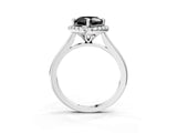 White gold Fancy Black Cushion Cut Halo Round Diamond Solitaire Engagement Ring with Pave Band and Four-Prong Setting_3
