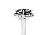 White gold Fancy Black Cushion Cut Halo Round Diamond Solitaire Engagement Ring with Pave Band and Four-Prong Setting_5
