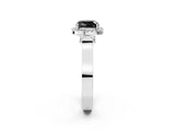 White gold Fancy Black Cushion Cut Halo Round Diamond Twist Band with Four-Prong Setting_26