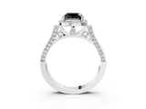 White gold Fancy Black Cushion Cut Halo Round Diamond Twist Band with Four-Prong Setting_27