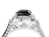 White gold Fancy Black Cushion Cut Halo Round Diamond Twist Band with Four-Prong Setting_28