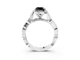 White gold Fancy Black Cushion Cut Halo Twist Band with Four-Prong Setting_3