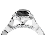 White gold Fancy Black Cushion Cut Halo Twist Band with Four-Prong Setting_4