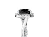 White gold Fancy Black Cushion Cut Halo Twist Band with Four-Prong Setting_5