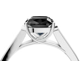 White gold Fancy Black Cushion Cut Solitaire Cathedral Diamond Engagement Ring with Channel-Set Band and Four-Prong Setting_19