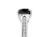 White gold Fancy Black Cushion Cut Solitaire Cathedral Diamond Engagement Ring with Channel-Set Band and Four-Prong Setting_20