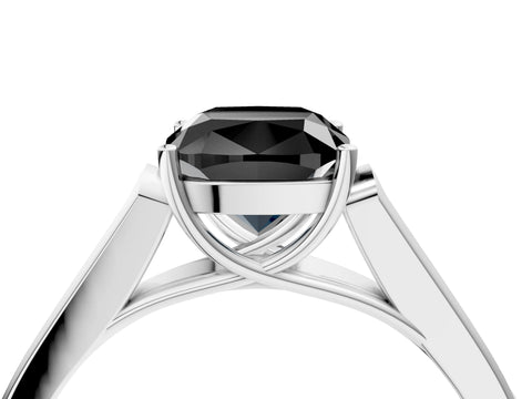 White gold Fancy Black Cushion Cut Solitaire Cathedral Diamond Engagement Ring with Channel-Set Band and Four-Prong Setting_7