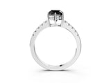 White gold Fancy Black Cushion Cut Solitaire Diamond Engagement Ring with Pavé Band and Six-Prong Setting_15