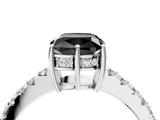 White gold Fancy Black Cushion Cut Solitaire Diamond Engagement Ring with Pavé Band and Six-Prong Setting_16