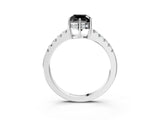 White gold Fancy Black Cushion Cut Solitaire Diamond Engagement Ring with Pavé Band and Six-Prong Setting_27