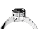 White gold Fancy Black Cushion Cut Solitaire Diamond Engagement Ring with Pavé Band and Six-Prong Setting_28