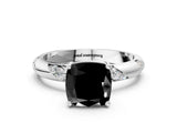 White gold Fancy Black Cushion Cut Solitaire Diamond Engagement Ring with Twisted Pave Band and Four-Prong Setting_19