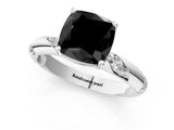 White gold Fancy Black Cushion Cut Solitaire Diamond Engagement Ring with Twisted Pave Band and Four-Prong Setting_20