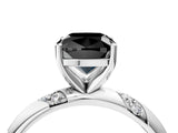 White gold Fancy Black Cushion Cut Solitaire Diamond Engagement Ring with Twisted Pave Band and Four-Prong Setting_23
